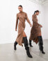 Фото #4 товара ASOS EDITION long sleeve high neck maxi dress in brown