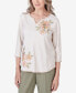 Фото #4 товара Women's Tuscan Sunset Embroidered Flower Round Neck Top