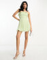 Фото #8 товара ASOS DESIGN pleat bandeau mini dress with flippy hem in sage