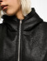 COLLUSION faux suede short aviator jacket in black 34 - фото #4