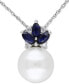 ფოტო #1 პროდუქტის Cultured Freshwater Pearl (8-1/2mm), Sapphire (1/3 ct. t.w.) & Diamond Accent 17" Pendant Necklace in Sterling Silver