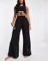 South Beach oversized metallic beach trouser in black