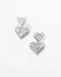 Фото #2 товара True Decadence double heart crystal earrings in silver