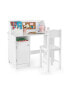 Wooden Kids Study Desk and Chair Set with Storage Cabinet and Bulletin Board