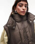 Фото #3 товара Topshop oversized hooded puffer gilet with seam details in chocolate