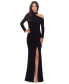 Women's Cutout Leg-Slit Long-Sleeve Gown