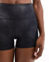 Фото #10 товара ASOS 4505 high waist booty shorts in cracked leather effect in black