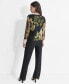 ფოტო #2 პროდუქტის Women's 3/4-Sleeve Printed Mesh V-Neck Top