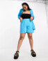 Only Curve linen blend boxer shorts co-ord in bright blue