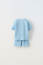 Plush t-shirt and waffle-knit bermuda shorts co-ord