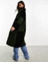 Фото #8 товара Only longline borg coat in khaki and black checkerboard