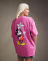 ASOS DESIGN Disney unisex oversized t-shirt with Mickey Mouse prints in washed pink