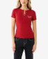 ფოტო #1 პროდუქტის Women's Short Sleeve Crystal Retro Henley Top