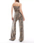 Фото #2 товара ASOS DESIGN wide leg trouser co-ord in leopard print