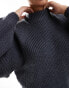 Threadbare high neck jumper in dark grey