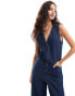 Фото #2 товара ASOS DESIGN sleeveless denim loose jumpsuit in rinse wash