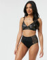 Monki Sissela mesh moon and star print bralette in black