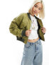 Фото #1 товара ONLY cropped high shine bomber jacket in khaki