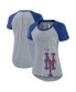 ფოტო #1 პროდუქტის Women's Heather Gray New York Mets Summer Breeze Raglan Fashion T-shirt