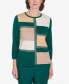 Petite Emerald Isle Color Blocking Gold Trim Sweater Mugreen, PXL - фото #1