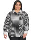 ფოტო #1 პროდუქტის Women's Plus Size Striped Button-Front Shirt, First@Macy’s