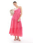 Closet London trapeze maxi dress in pink tonal gingham