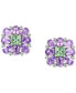 EFFY® Pink Amethyst (6-3/8 ct. t.w.) & Green Quartz (3-1/20 ct. t.w.) Flower Stud Earrings in Sterling Silver