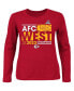 ფოტო #2 პროდუქტის Women's Red Kansas City Chiefs 2023 AFC West Division Champions Plus Size Conquer Long Sleeve Crew Neck T-shirt