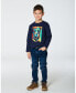 ფოტო #3 პროდუქტის Big Boys Long Sleeve T-Shirt With Print Navy