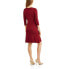 Фото #2 товара Allison Brittney Fit & Flare Dress Women's Red Cable Panel 3/4 Sleeve V-Neck SML