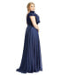 ფოტო #2 პროდუქტის Women's Plus Size One-Shoulder Ruffle Evening Gown
