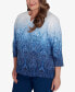 Plus Size Classic Ombre Beaded Keyhole Neck Top