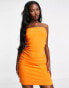 ASOS DESIGN lace up back structured mini dress with square neck in orange