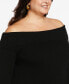 ფოტო #3 პროდუქტის Plus Size Off-The-Shoulder Long Sleeve Sweater Dress