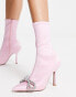 ASOS DESIGN – Empress – Sockenstiefel in Rosa mit Absatz und Schleifenverzierung