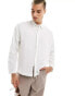 Фото #1 товара Bershka linen rustic long sleeve shirt in white