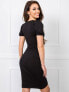 Фото #5 товара Женское трикотажное платье облегающее в глубоким вырезом декольте Factory Price черный