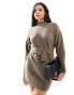 & Other Stories knitted mini dress with belt in mole melange Braun Meliert, S - EU 36-38 - фото #1