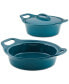 Фото #2 товара Ceramic Casserole Bakers with Shared Lid Set, 3-Piece