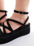 ASOS DESIGN Wide Fit Taurus 2 strappy flatform sandals in black