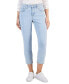 Фото #1 товара Petite Mid-Rise Curvy Roll-Cuff Embroidered Capri Jeans, Created for Macy's