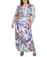 ფოტო #3 პროდუქტის Plus Size Elbow Sleeve Casual A Line Maxi Dress