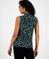 ფოტო #2 პროდუქტის Petite Printed V-Neck Knot Sleeveless Top