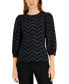 ფოტო #1 პროდუქტის Women's Shimmer-Tweed Balloon-Sleeve Top