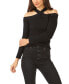 Фото #1 товара Women's Cross Neck Cold Shoulder Long Sleeve Sweater