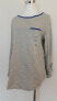 Jons New York Women Boat Neck Long Tab Sleeve Knit Top Blue Trim Gray Heather XL