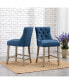Фото #3 товара 24" Linen Tufted Buttons Upholstered Wingback Counter Stool (Set of 2)
