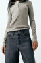 Trf high-waist turn-up jeans