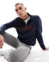 Barbour John half zip logo sweatshirt in navy