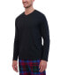 ფოტო #2 პროდუქტის Men’s Ultimate 2-Pc. Long-Sleeve Henley Crew Top & Ultra Soft Flannel Jogger Pant Sleep Set